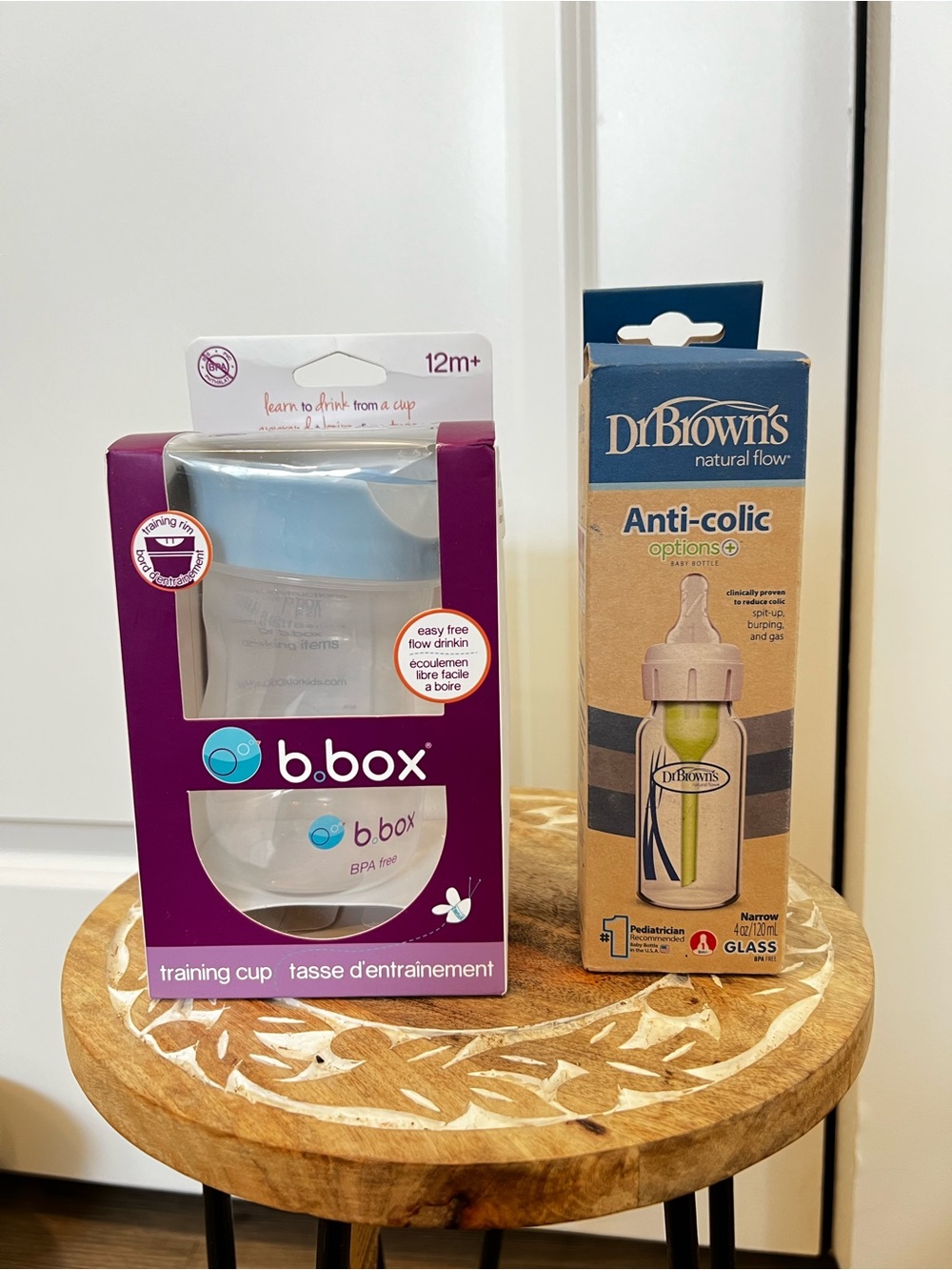 b.box Training Cup - Light Blue & Dr. Browns Anti Colic Baby Bottle